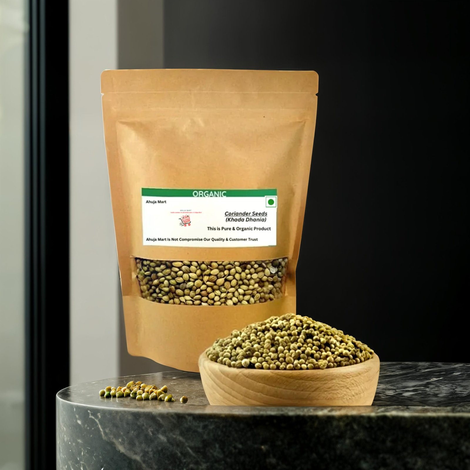 Ahuja Premium Organic Coriander Seeds | 500 Grams | Dhaniya Seeds Whole | Coriander Whole | Khada Dhania | Sabut Dhaniya | Daniyalu Seeds With Aroma & Flavour