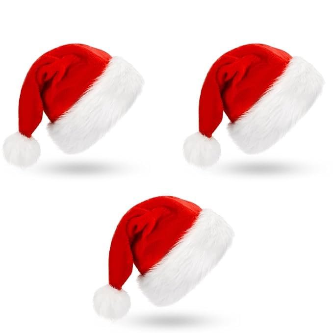 Ahuja Mart Premium Christmas Santa Hat Pack 6-Piece – Soft Plush Red & White Xmas Caps | Holiday Party Decoration & Costume Accessory (Festive Pack) - Image 4