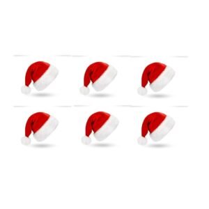 Ahuja Mart Premium Christmas Santa Hat Pack 6-Piece – Soft Plush Red & White Xmas Caps | Holiday Party Decoration & Costume Accessory (Festive Pack)