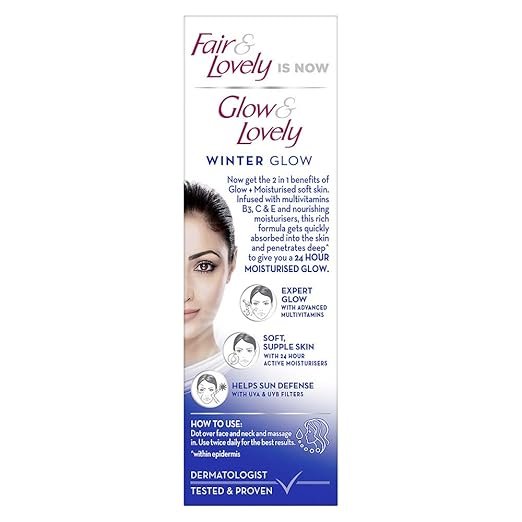 Ahuja Mart Glow & Lovely Winter Glow Cream 80G – Advanced Multivitamin Fairness Moisturiser for Soft, Supple & Radiant Skin | Winter Hydration & Sun Protection | Dermatologist Tested