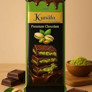 Ahuja Mart Kunafa Chocolate Bar Dubai Style 100gm| Pistachio Kunafa Dubai Chocolate Dessert | Milk Chocolates, Creamy Pistachios & Crunchy Kunafas spread | Dubai Kunafa Chocolate Pistachio – 100gm