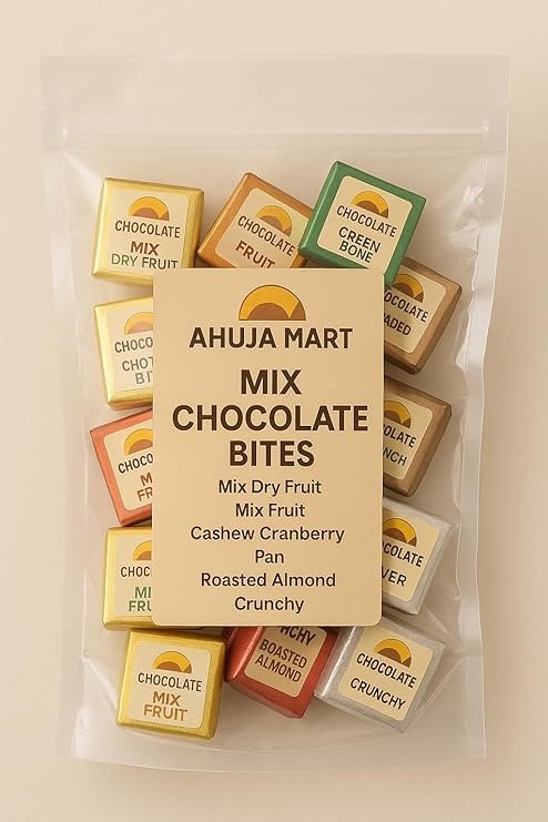 Ahuja Mart Mix Chocolate Bites – Premium Assorted Chocolate Squares with Dry Fruit, Paan, Cranberry & Roasted Almond | Rich & Crunchy Mini Chocolate Bites | Perfect for Snacking & Gifting – 10 Pack - Image 4