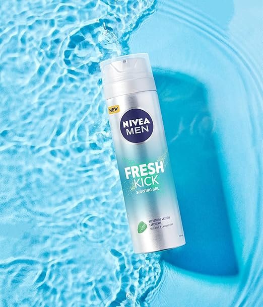 Ahuja Mart Nivea Men Fresh Kick Shaving Gel – Cooling Mint & Cactus Water | Smooth Glide, Freshness Boost, Ultra Comfort Shave | 200ml Grooming Essentials for Men - Image 2