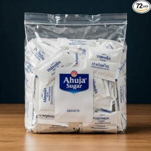 Ahuja Mart Premium Sugar Sachets – Hygienically Packed Single-Serve White Sugar Packets for Tea, Coffee, Office, Travel & Hotels | 72 Count Value Pack | Pure Refined Sugar