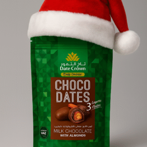 Ahuja Mart Premium Choco Dates with Almonds 250G – Christmas Special Edition | Festive Milk Chocolate Coated Dates | Rich 3-Layer Flavor | Holiday Gift Pack | Hygienically Packed | Premium Winter Treats