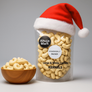 Ahuja Mart Premium Large & White Cashew Kernels 1KG | Hygienically Packed Kaju Nuts | Fresh & Crunchy Whole Cashews | Christmas Special Gift Pack | Rich in Protein & Healthy Snacks | 100% Natural Kaju – 1 Pack