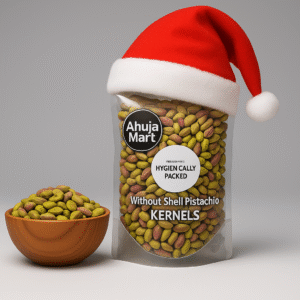 Ahuja Mart Premium Pistachio Kernels (Without Shell) 1KG – Hygienically Packed | Large & Fresh Pista | Ready-to-Eat Dry Fruit | Christmas Special Healthy Gift | Rich Crunchy Pistachios for Snacking & Desserts (Holiday Pack)