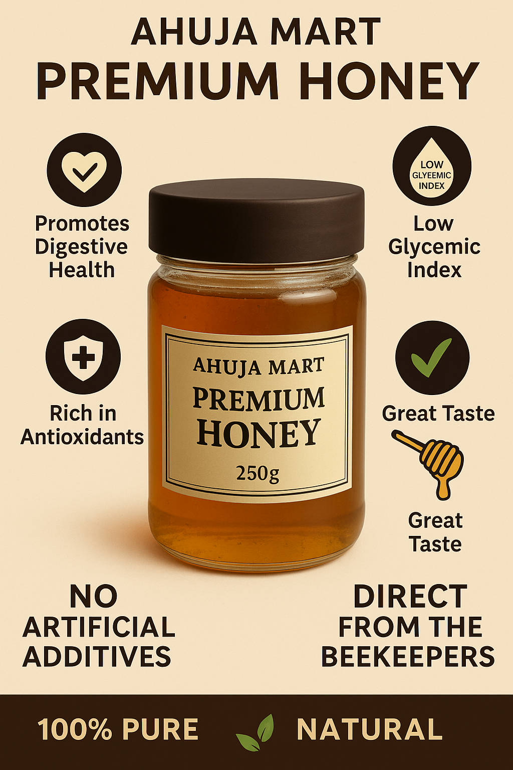 Ahuja Mart Premium Honey 1kg – 100% Pure & Natural, Raw Unprocessed Honey | No Additives | Rich Taste & Aroma | Healthy Sweetener for Daily Use - Image 5
