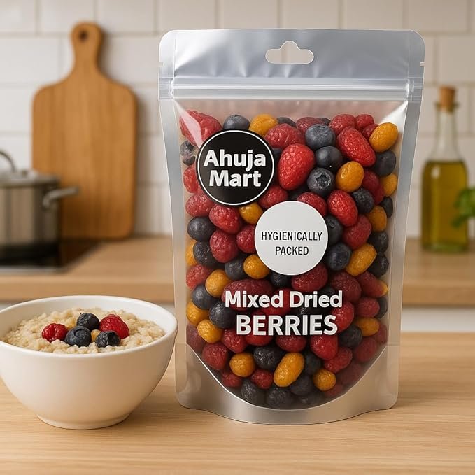 Ahuja Mart Premium Mixed Dried Berries 100G – Hygienically Packed Superfood Snack | Rich in Antioxidants | Healthy Trail Mix for Energy Boost, Smoothies & Baking – 100% Natural Dried Fruits Pack
