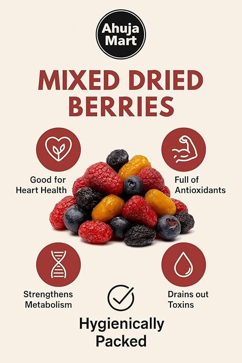 Ahuja Mart Premium Mixed Dried Berries 100G – Hygienically Packed Superfood Snack | Rich in Antioxidants | Healthy Trail Mix for Energy Boost, Smoothies & Baking – 100% Natural Dried Fruits Pack - Image 5