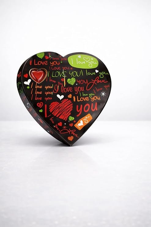 Ahuja Mart Romantic Heart Shape Chocolate Gift Box with 24K Golden Rose | Luxury Love Gift for Valentine, Anniversary, Birthday & Special Occasions