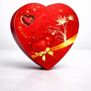 Ahuja Mart Romantic Heart Shape Chocolate Gift Box with 24K Golden Rose | Luxury Love Gift for Valentine, Anniversary, Birthday &; Special Occasions