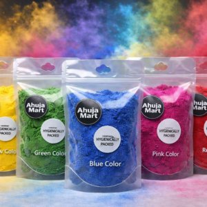 Ahuja Mart Holi Color Powder Combo Pack (200g Each) Premium Gulal Set (Yellow, Green, Blue, Pink, Red) | Hygienically Packed Bright Festival Colors | Smooth, Vibrant & Long-Lasting