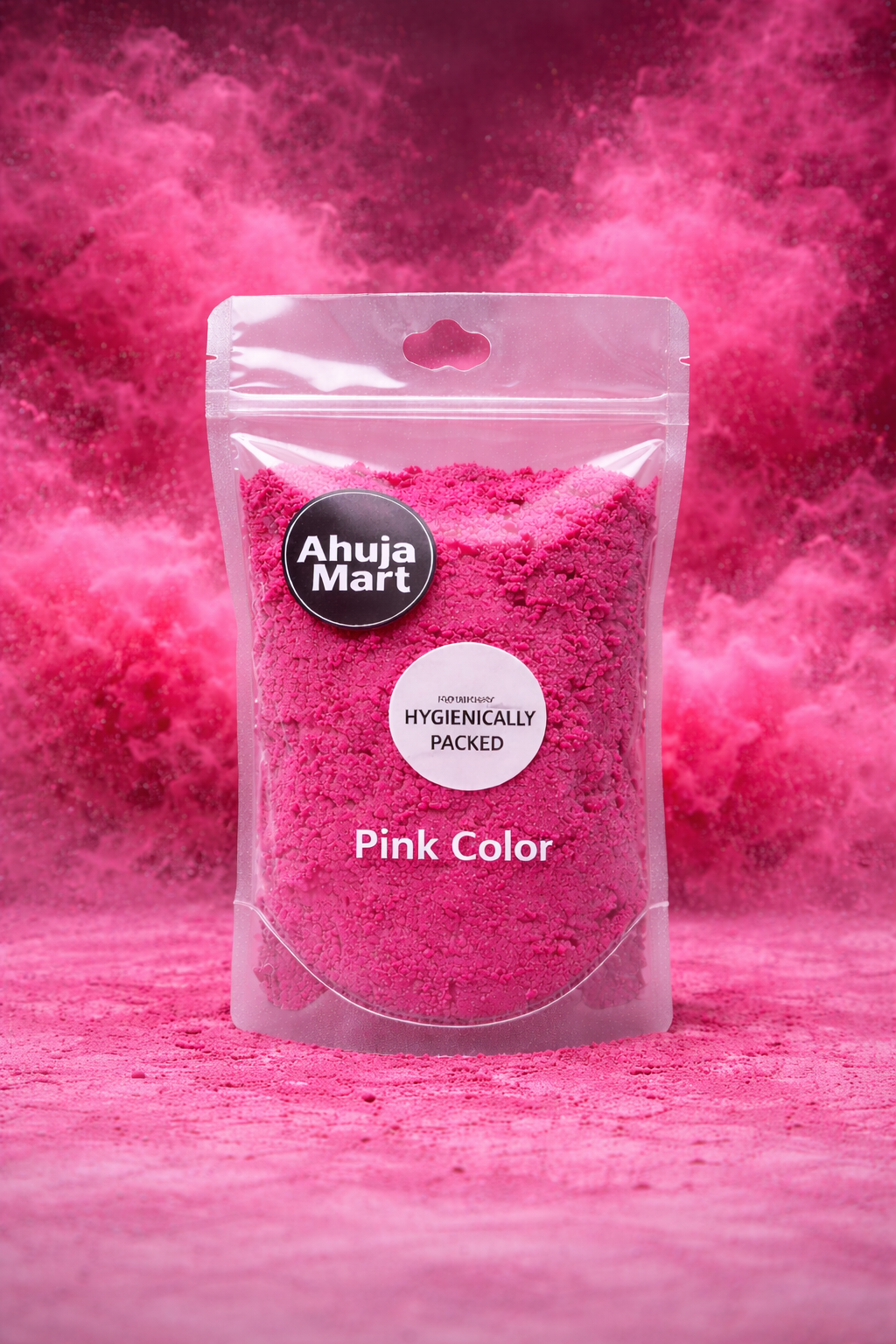 Ahuja Mart Pink Color Powder (200g) Premium Bright Pink Gulal for Holi | Hygienically Packed Festival Color | Smooth Texture, Vibrant & Long-Lasting