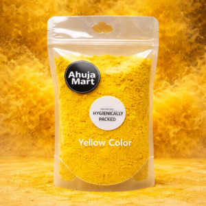 Ahuja Mart Yellow Color Powder (200g)– Premium Quality Bright Yellow Gulal | Hygienically Packed Holi & Festival Color | Smooth Texture, Vibrant & Long-Lasting