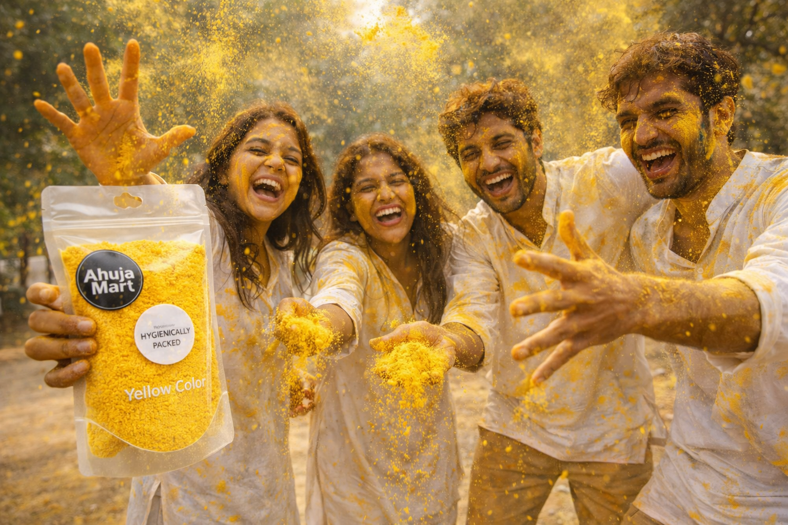 Ahuja Mart Yellow Color Powder (200g)– Premium Quality Bright Yellow Gulal | Hygienically Packed Holi & Festival Color | Smooth Texture, Vibrant & Long-Lasting - Image 2